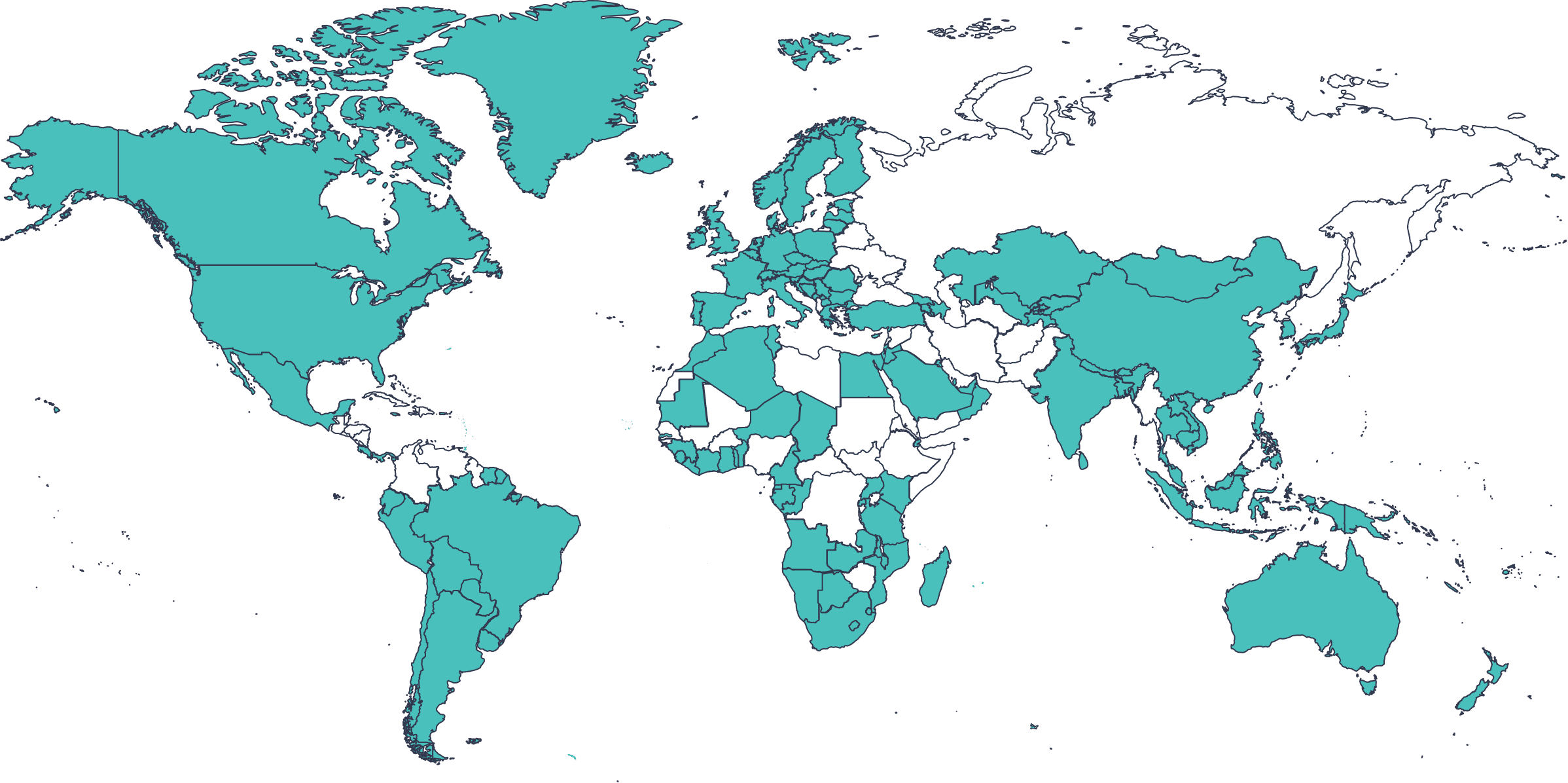 World map with Currency Accounts available